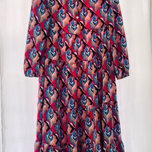Elegant Multicolor Patterned Maxi Dress
